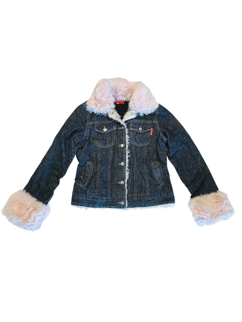 MINHO dark wash denim fur jacket